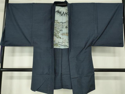 平和屋着物●男性　本場縞大島紬　アンサンブル　長襦袢(袷)セット　絣文　正絹　逸品　DABC3945az