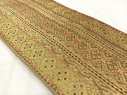 平和屋着物◎佐賀錦　六通柄袋帯　花間道　金糸　正絹　逸品　AABH5450uk