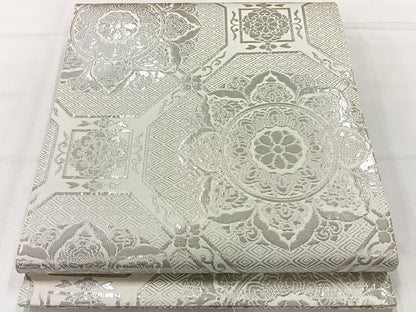 平和屋着物◎六通柄袋帯　蜀江花文　純プラチナ箔　正絹　逸品　AABH5448uk