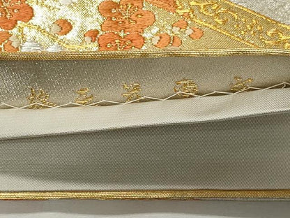 平和屋着物◎六通柄袋帯 唐織 格天花車文 金銀糸 正絹 逸品 CABE4131ou