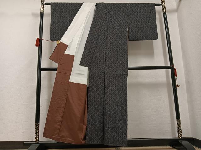 平和屋着物●上質な紬　絞り　正絹　逸品　AABH5317ph