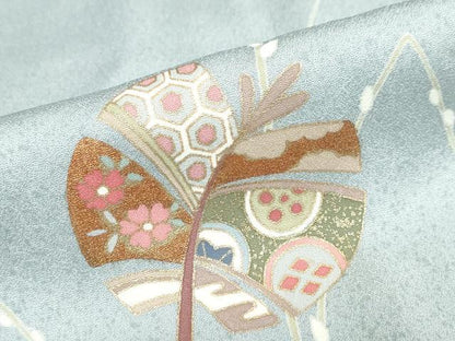 平和屋着物●訪問着　駒刺繍　草花文　金彩　高島屋扱い　正絹　逸品　未使用　DABD9097ud