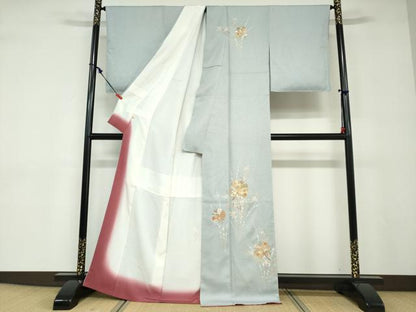 平和屋着物●訪問着　駒刺繍　草花文　金彩　高島屋扱い　正絹　逸品　未使用　DABD9097ud