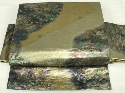 平和屋着物◎つけ帯 霞文 金糸 引箔 正絹 逸品 DABC9907qp