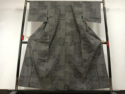 平和屋着物●本場大島紬　カタス7マルキ　切嵌花文　正絹　逸品　AABH4688fy