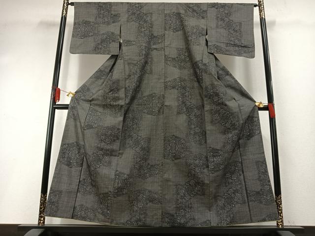 平和屋着物●本場大島紬　カタス7マルキ　切嵌花文　正絹　逸品　AABH4688fy