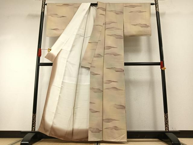 平和屋着物●上質な小紋　霞文　暈し染め　正絹　逸品　AABH4683fy