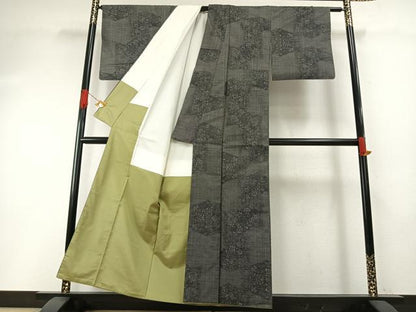 平和屋着物●本場大島紬　カタス7マルキ　切嵌花文　正絹　逸品　AABH4688fy