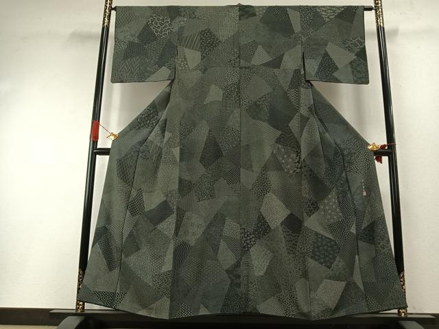 平和屋着物●寺山存男　江戸小紋　百柄　黒地　正絹　逸品　AABH4678fy