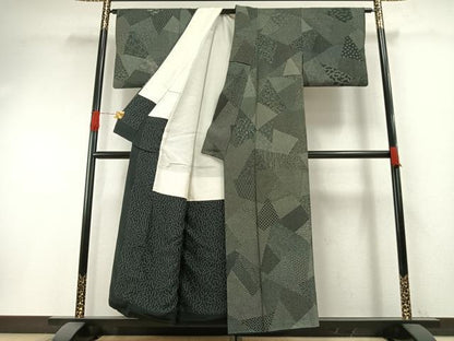 平和屋着物●寺山存男　江戸小紋　百柄　黒地　正絹　逸品　AABH4678fy