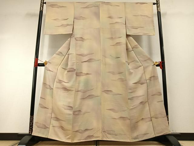 平和屋着物●上質な小紋　霞文　暈し染め　正絹　逸品　AABH4683fy