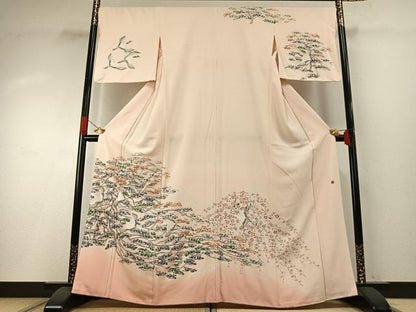 平和屋着物●訪問着　友禅　作家物　花鳥文　暈し染め　正絹　逸品　AABH4702fy