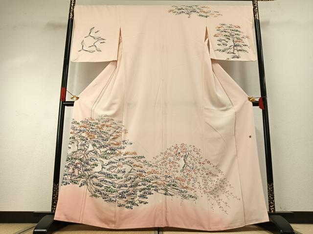 平和屋着物●訪問着　友禅　作家物　花鳥文　暈し染め　正絹　逸品　AABH4702fy