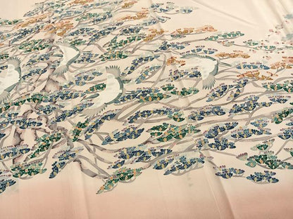 平和屋着物●訪問着　友禅　作家物　花鳥文　暈し染め　正絹　逸品　AABH4702fy