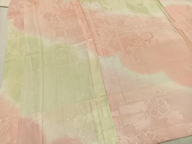 平和屋着物●振袖用長襦袢　無双仕立て　花鳥地紋　暈し染め　正絹　逸品　AABH4675fy