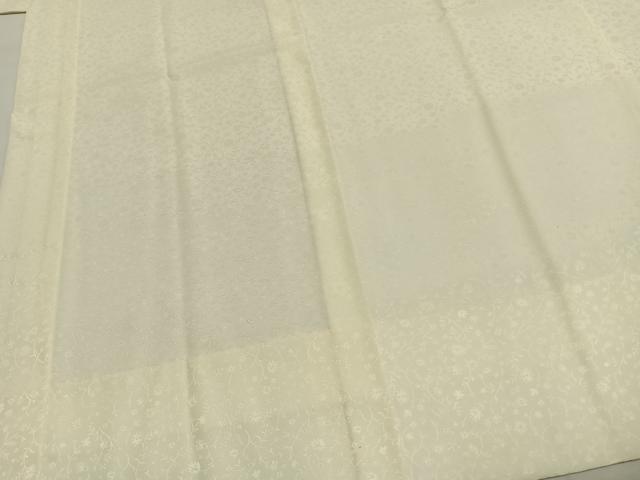 平和屋着物●長襦袢　無双仕立て　花唐草地紋　生成り色　三越扱い　正絹　逸品　AABH4674fy