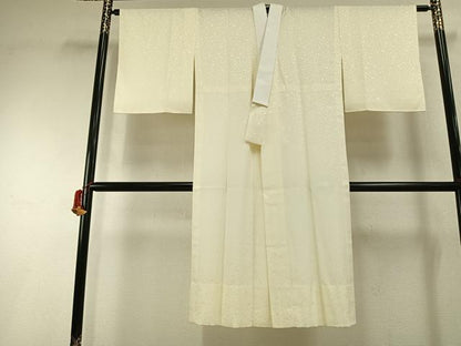平和屋着物●長襦袢　無双仕立て　花唐草地紋　生成り色　三越扱い　正絹　逸品　AABH4674fy