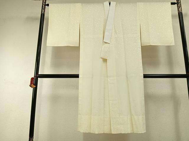 平和屋着物●長襦袢　無双仕立て　花唐草地紋　生成り色　三越扱い　正絹　逸品　AABH4674fy