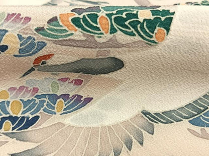 平和屋着物●訪問着　友禅　作家物　花鳥文　暈し染め　正絹　逸品　AABH4702fy