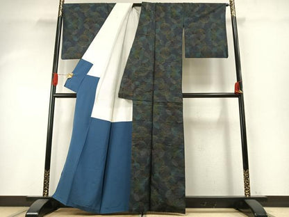 平和屋着物●本場大島紬　カタス7マルキ　割付文　正絹　逸品　AABH4708fy