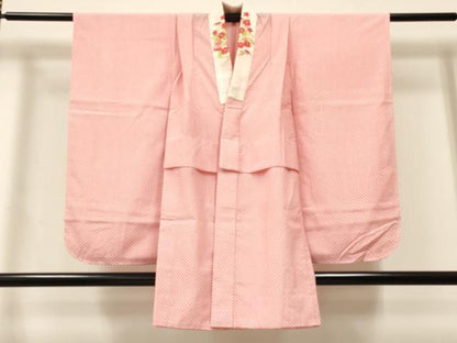 平和屋着物[]女の子　子供　長襦袢　無双仕立て　鹿の子文様　半衿刺繍　洗える着物　DABC5326ma