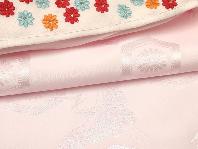 平和屋着物[]七五三　女の子　３歳　祝着　三つ身　長襦袢(袷・半衿刺繍)セット　吉祥花文　橘　金彩　逸品　DABC5321ma