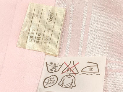 平和屋着物[]女の子　子供　長襦袢　無双仕立て　飛鶴亀甲菊地紋　撫子色　半衿刺繍　洗える着物　DABC5329ma