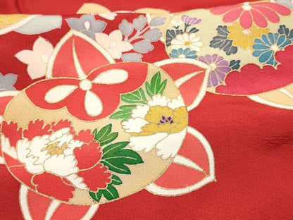 平和屋着物[]七五三　女の子　３歳　祝着　三つ身　長襦袢(袷・半衿刺繍)セット　吉祥花文　橘　金彩　逸品　DABC5321ma