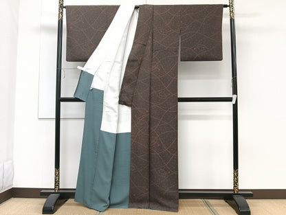 平和屋着物■東京染め小紋 紐文 反端付き 正絹 逸品 CABE9626xi