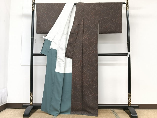 平和屋着物■東京染め小紋 紐文 反端付き 正絹 逸品 CABE9626xi