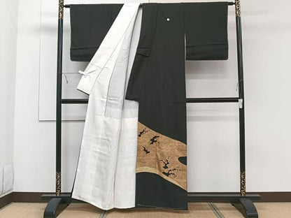 平和屋着物■豪華黒留袖 駒刺繍 立波文 金彩 正絹 逸品 未使用 CABE9633xi