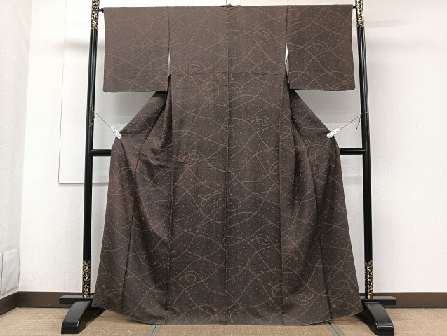 平和屋着物■東京染め小紋 紐文 反端付き 正絹 逸品 CABE9626xi