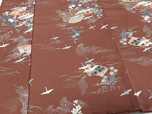 平和屋着物■上質な小紋 地紙花鳥文 金彩 正絹 逸品 CABE9655xi