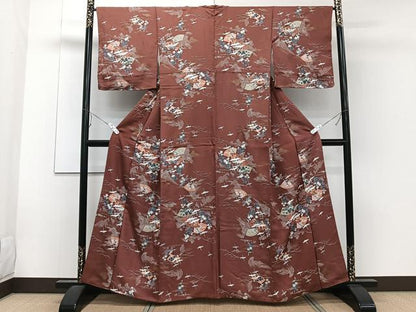 平和屋着物■上質な小紋 地紙花鳥文 金彩 正絹 逸品 CABE9655xi