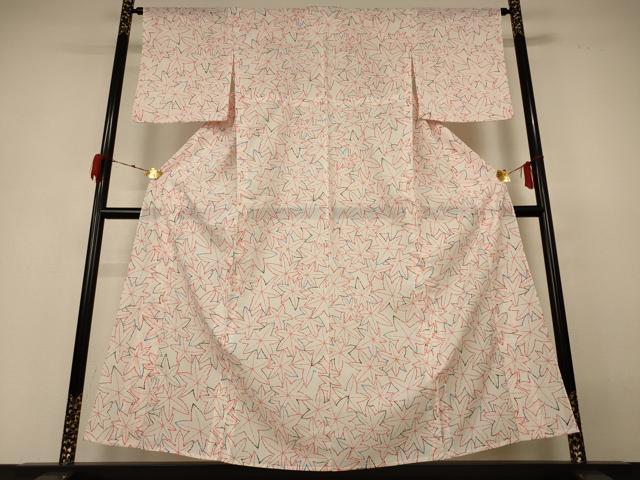 平和屋着物＊夏物 小紋 絽 楓づくし 洗える着物 AABH4028jd