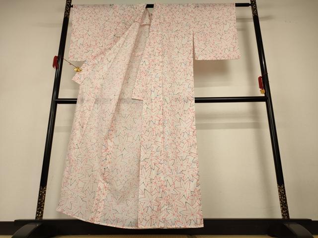 平和屋着物＊夏物 小紋 絽 楓づくし 洗える着物 AABH4028jd
