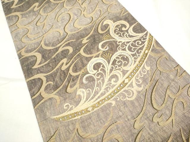 平和屋着物▽両面　六通柄袋帯　スリーシーズン　春夏秋　刺繍　唐草文　金銀糸　さが美扱い　正絹　逸品　CABE8752hy 平和屋着物▽両面 六通柄袋帯 スリーシーズン 春夏秋 刺繍 唐草文 金