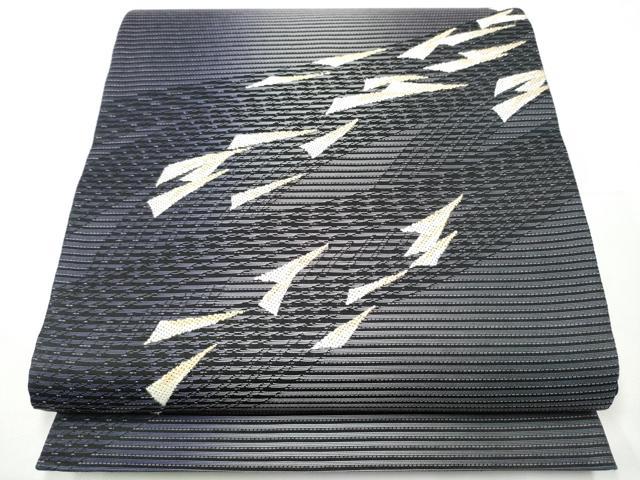 平和屋着物●六通柄袋帯　バンブー和紙織　幾何学文様　引箔　やまと誂製　正絹　逸品　CABE8748hy