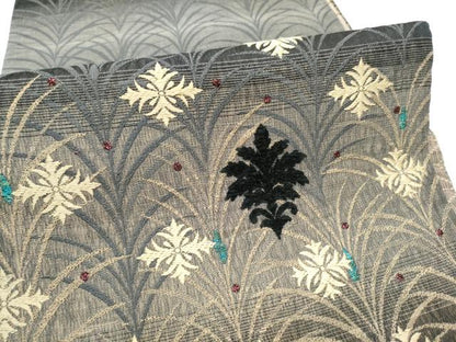 平和屋着物▽両面　六通柄袋帯　スリーシーズン　春夏秋　刺繍　唐草文　金銀糸　さが美扱い　正絹　逸品　CABE8752hy