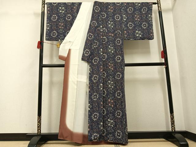 平和屋着物●上質な小紋　花唐草文　正絹　逸品　AABH5350ph 平和屋着物○上質な小紋 花唐草文 正絹 逸品 AABH5350ph