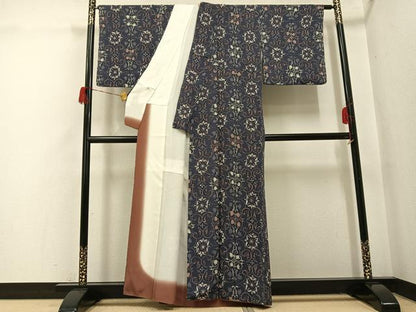 平和屋着物●上質な小紋　花唐草文　正絹　逸品　AABH5350ph