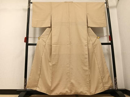 平和屋着物●上質な紬　色無地　榛色　正絹　逸品　AABH5342ph