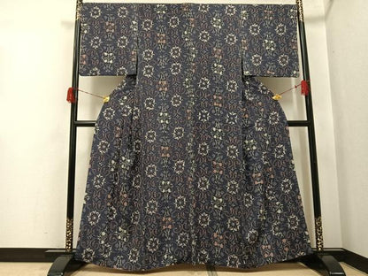 平和屋着物●上質な小紋　花唐草文　正絹　逸品　AABH5350ph