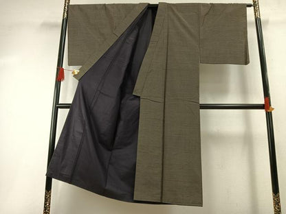 平和屋着物●男性　本場大島紬　アンサンブル　格子　上村絹織物謹製　証紙付き　正絹　逸品　AABH4741fy