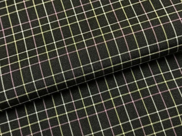 平和屋着物●本場縞大島紬　格子　黒地　正絹　逸品　AABH4743fy