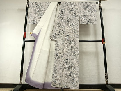 平和屋着物●小千谷紬　南天文　正絹　逸品　AABH4718fy