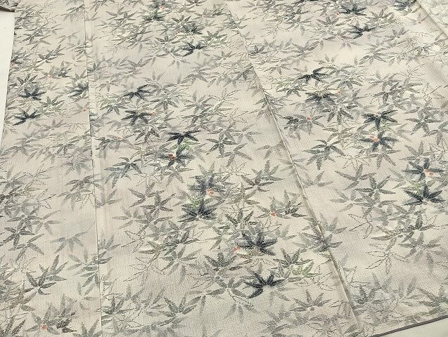 平和屋着物●小千谷紬　南天文　正絹　逸品　AABH4718fy