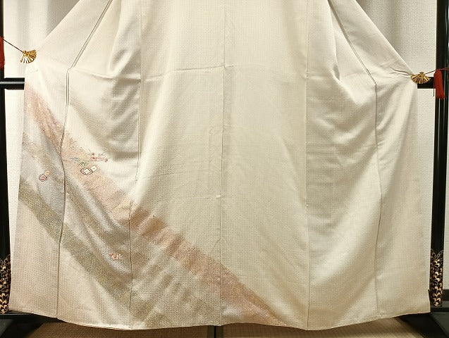 平和屋着物●訪問着　刺繍　枝梅文　金糸　金彩　やまと誂製　正絹　逸品　AABH4719fy