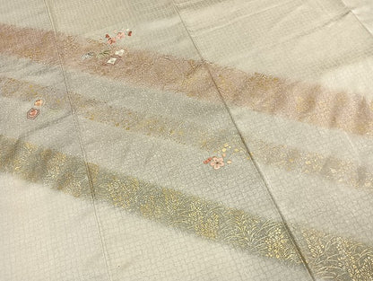 平和屋着物●訪問着　刺繍　枝梅文　金糸　金彩　やまと誂製　正絹　逸品　AABH4719fy