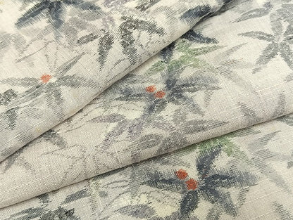 平和屋着物●小千谷紬　南天文　正絹　逸品　AABH4718fy